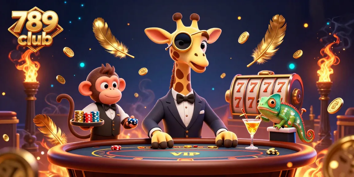 Experience thrilling moments at 789 club with a high-roller giraffe, monkey valet, and chameleon bartender.