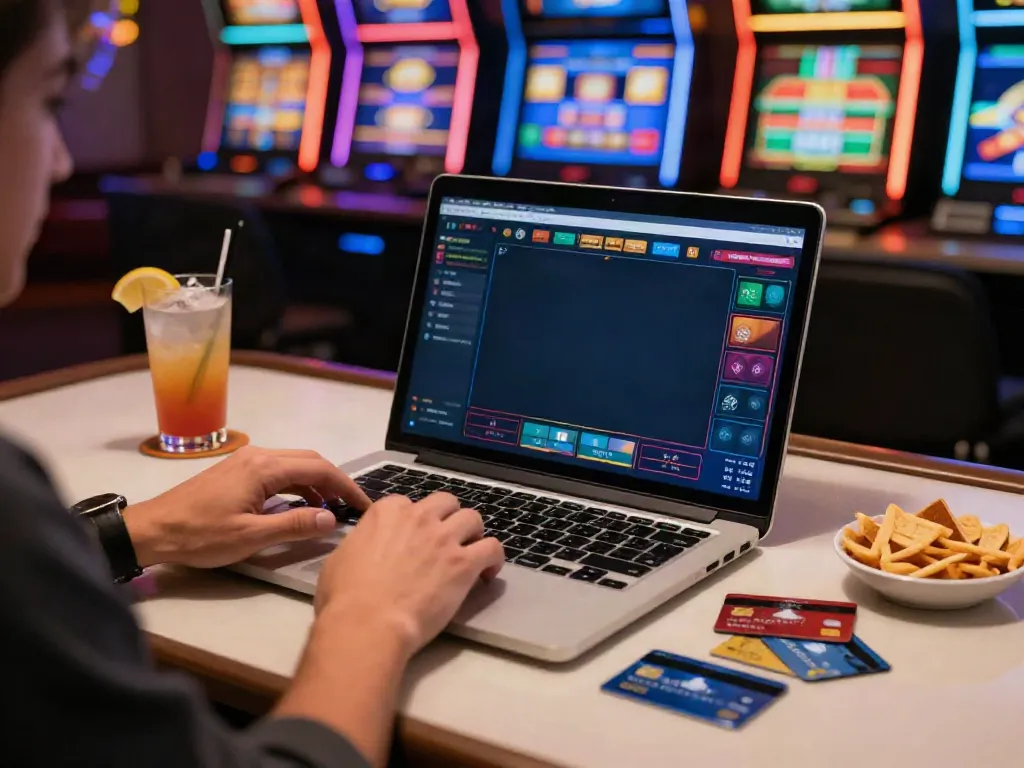 Player enjoying a live game at a credit card casino, showcasing vibrant gaming elements and a welcoming atmosphere.
