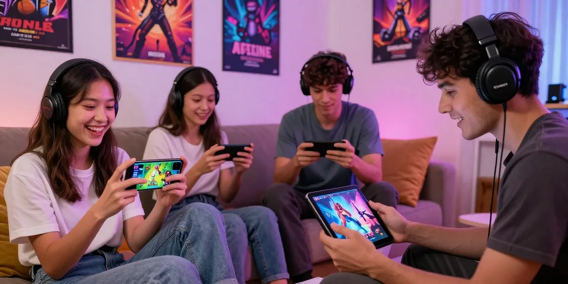 Players enjoying mobile porn games in a cozy living room with vibrant gaming setups.