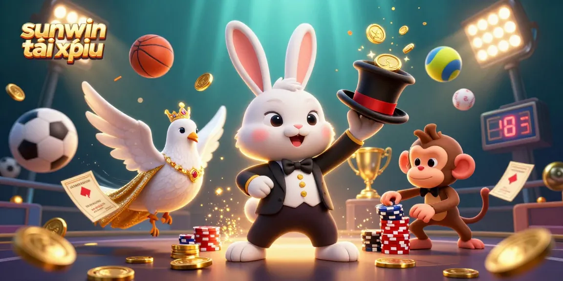 Experience the thrilling world of sunwin tài xỉu with a vibrant illustration of magical characters and casino elements.