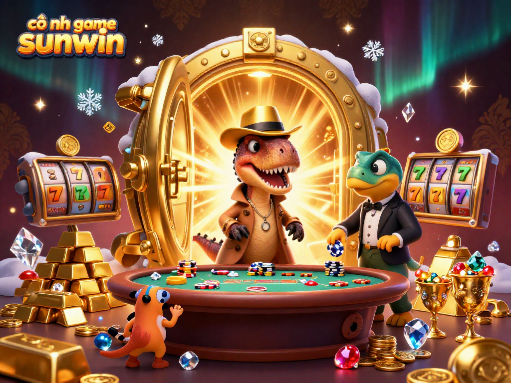 Experience thrilling adventures at cổng game sunwin with vibrant 3D illustrations of exciting casino games.