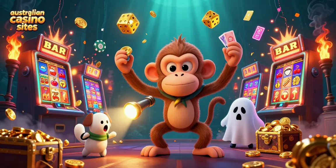 Experience the thrill of australian casino sites with a playful ghost-hunter puppy in a haunted casino