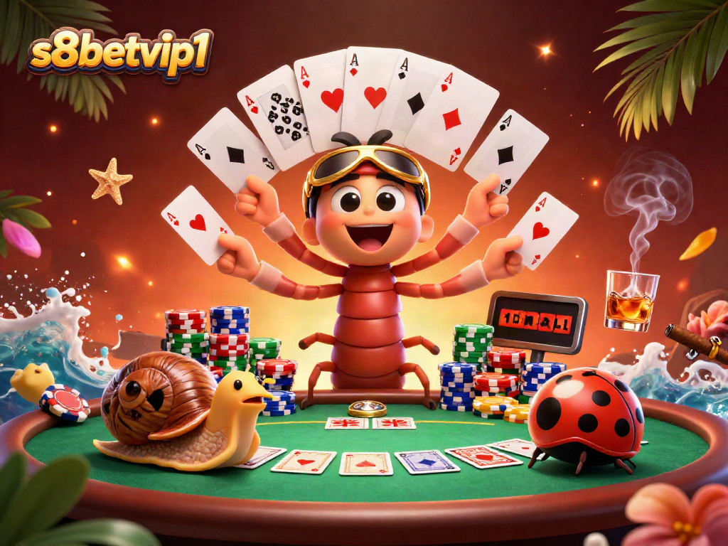 Engage with a vibrant casino experience at s8betvip1 with colorful poker elements and characters.
