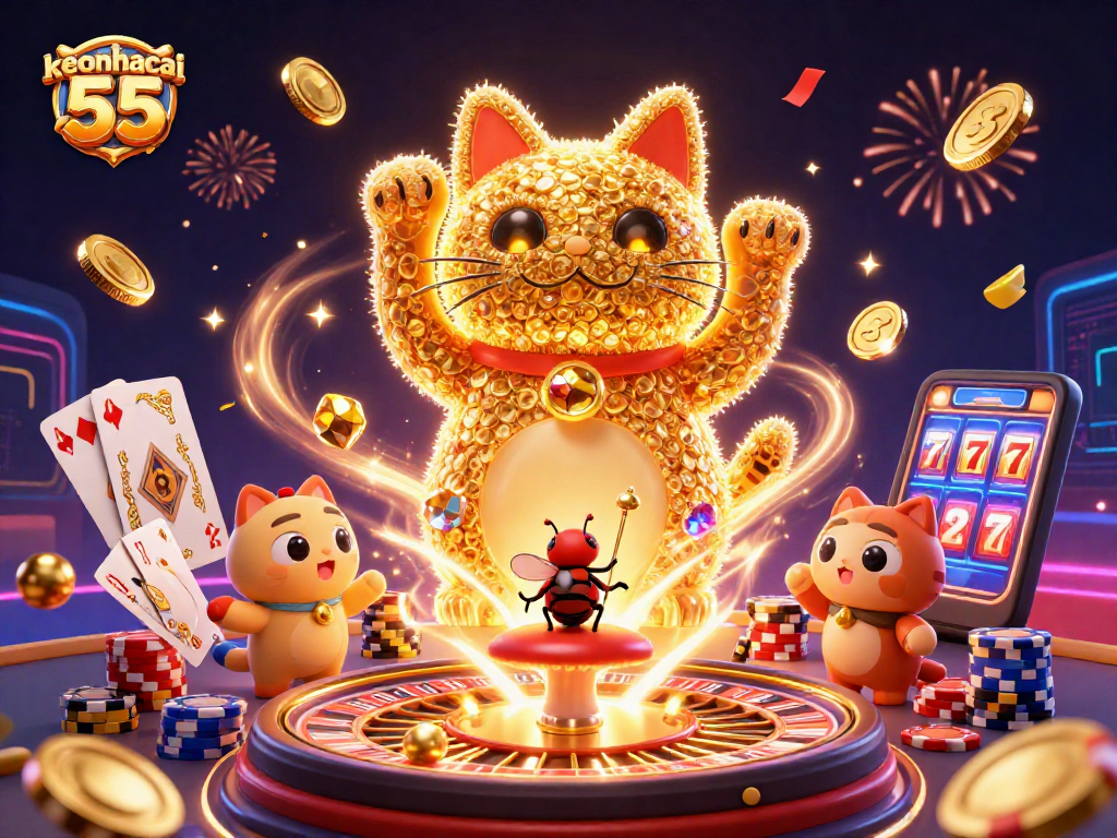 Engage with keonhacai 55 through an immersive casino adventure featuring vibrant characters and dynamic gaming elements.