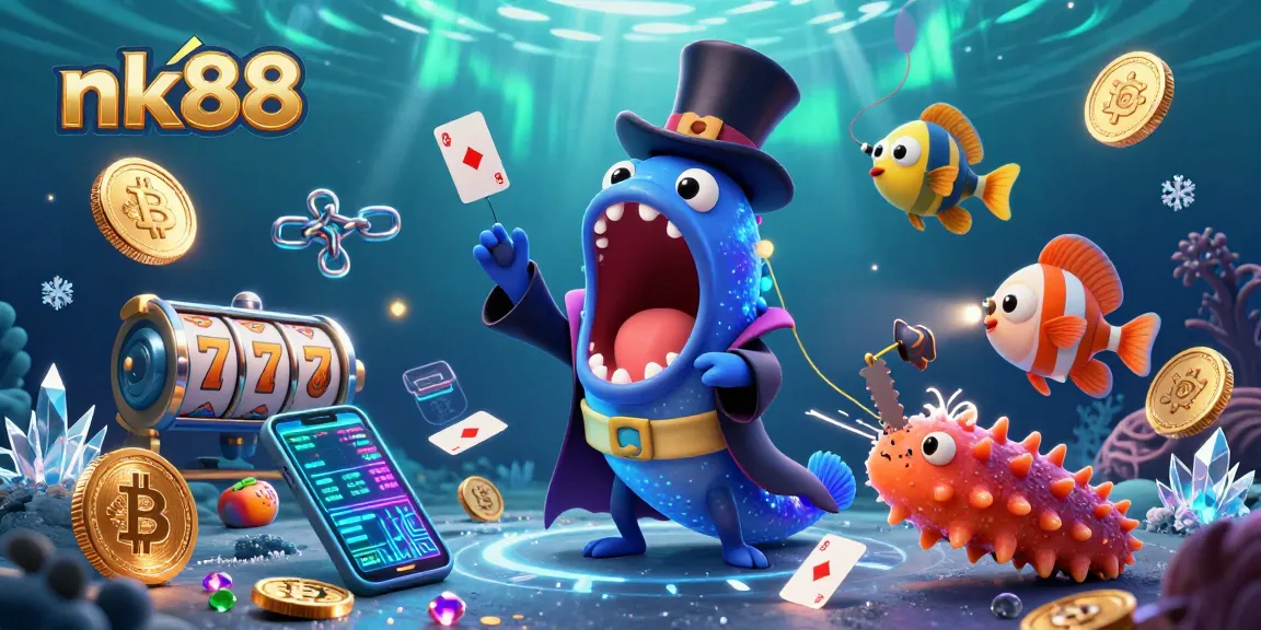 Engage in thrilling nk88 gaming action with vibrant 3D characters and slot machines.