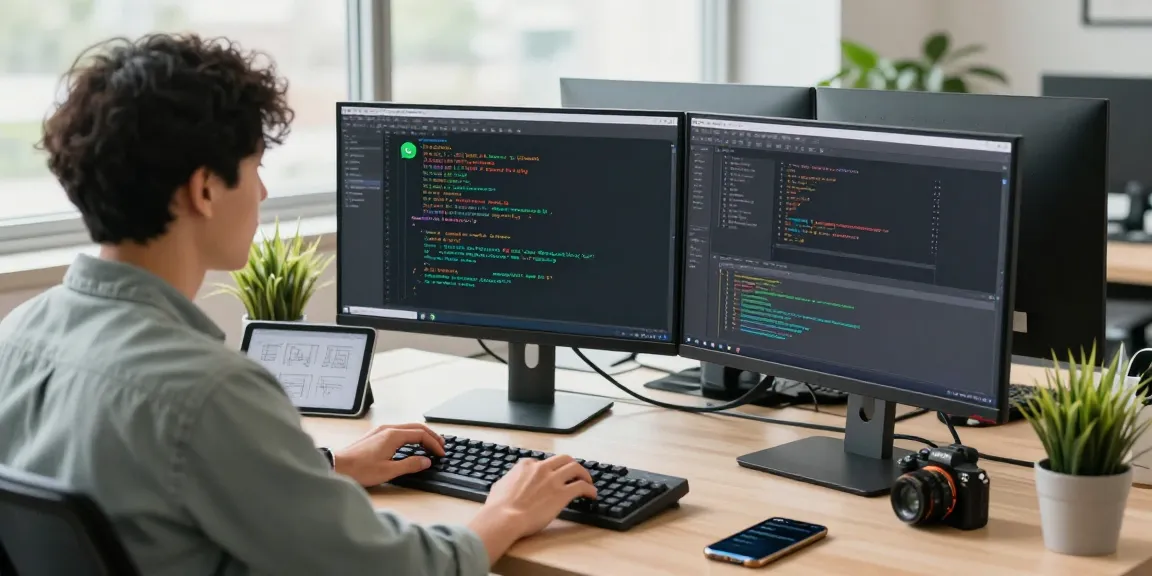 WhatsApp下載 for developers in a modern workspace showcasing coding and software development tools.